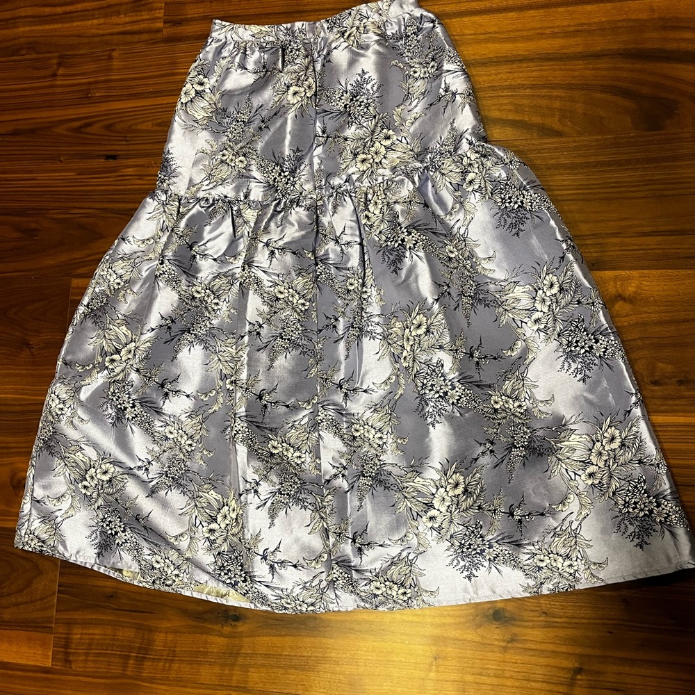 ASOS EDITION jacquard full midi skirt with tiers in blue - Picture 3 of 5